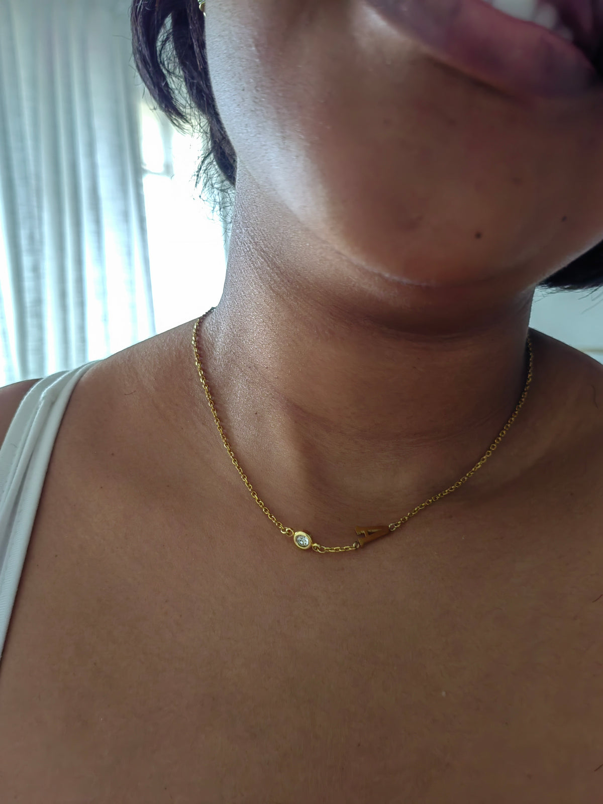 BIRTHSTONE INITIAL NECKLACE