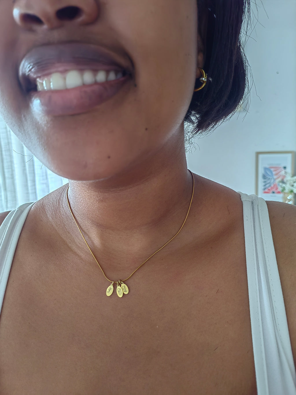 OVAL COIN INITIAL NECKLACE