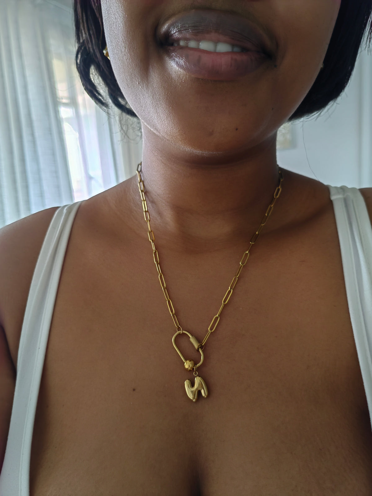 LOCKET BUBBLE LETTER NECKLACE