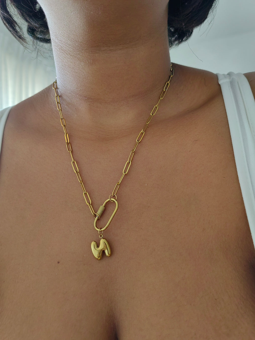 LOCKET BUBBLE LETTER NECKLACE