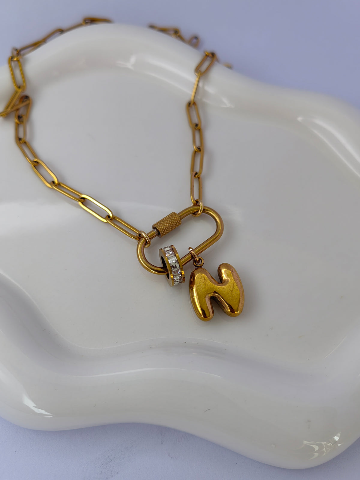 LOCKET BUBBLE LETTER NECKLACE