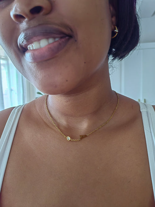 BIRTHSTONE INITIAL NECKLACE